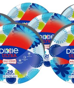 Dixie Ultra Disposable Paper Bowls, 20oz, Dinner or Lunch Size Printed Disposable Bowls, Packaging and Design May Vary, 26 Count (Pack of 6) White 23 81RzXjbfxrL