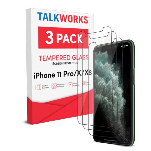 TALK WORKS Tempered Glass Screen Protector for iPhone 11 Pro/XS/X - Case Compatible, Anti-Glare, Shatter & Crack Proof, Ultra Thin (Pack of 3) Without Installation Tray