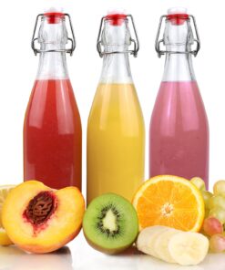 Estilo Swing Top Clear Glass Bottles,16oz Set of 6 Easy Cap Clear Bottles with Stoppers, Flip Top Glass Bottles to Store Home Brews, Oils, Vinaigrettes, Wines, Beer, Teas, Limoncello 16 oz 20 81S1y1lQslL