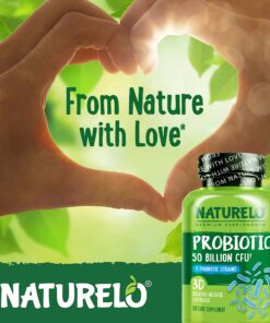 NATURELO Probiotic Supplement - 50 Billion CFU - 11 Strains - One Daily - Helps Support Digestive & Immune Health - Delayed Release - No Refrigeration Needed - 30 Vegan Capsules Probiotic Support 30 Count (Pack of 1) 16 81S2NDNWD L