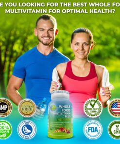 Vegan Whole Food Multivitamin with Iron, Daily Multivitamin for Women and Men, Made with Fruits & Vegetables, B-Complex, Probiotics, Enzymes, CoQ10, Omegas, Turmeric, Non-GMO, 90 Count 90 Count (Pack of 1) 20 81S3b4LhXzL 3