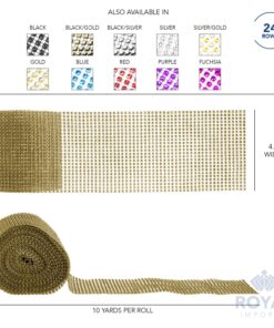Royal Imports Diamond Sparkling Rhinestone Bling Wrap Ribbon Bulk DIY Roll - Event Decorations, Wedding Cake, Bridal/Baby Shower, Birthday, Arts & Crafts, Party Decorations - 30 Ft - 1 Roll - Silver 1 Roll (24-Rows) 40 81S4cNIR3XL 1