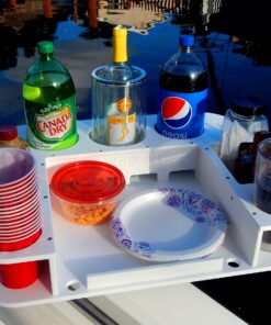 Docktail Butler Boat Table Caddy Organizer - Includes Rod Holder Mount | Portable Boat Table and Boat Bar, Marine Tables for Boats with Cup Holders, Boat Storage Accessories A - White 14 81S4jlx9GDL