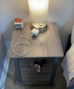 Furinno Simplistic Set of 2 End Table, French Oak Grey/Grey French Oak/Grey 2-Pack, Plastic Pole 15.6 x 15.6 43 81S9Cq QanL