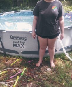 Bestway Steel Pro MAX 12 Foot x 30 Inch Round Metal Frame Above Ground Outdoor Backyard Swimming Pool Set with 330 GPH Filter Pump 12' x 30" 43 81SCOdJEB L