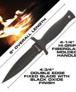 Reapr 11002 Tac Boot Knife, 4.75 Inch Double Edge Self Defense Knife for EDC | Use as Ankle Knife, Belt Knife or Over Shoulder Carry | 4.25" Hi Grip Handle | Nylon Web Sheath with Abs Insert 21 81SE8aqv3mS