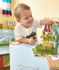 Fantasy Fields - Sunny Safari Animals Thematic Set of 2 Sturdy Wooden Bookends for Kids - Non-Toxic, Water-Based Paint, Giraffe and Elephant, Blue 18 81SEMDZDc6L