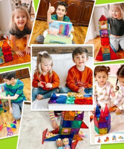 Magnetic Tiles Kids Toys STEM Magnet Toys for Toddler Magnetic Blocks Building Toys Preschool Learning Sensory Montessori Toys for 3+ Year Old Boys and Girls, Safe Creativity Toddler Kids Toys 21 81SFVKprSL
