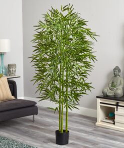 Nearly Natural 5386 Bamboo UV Resistant Tree, 6-Feet, Green,72" x 8" x 8" 72" x 8" x 8" 5 81SGhKxErcL