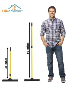 FURemover Original Indoor Pet Hair Rubber Broom and Pet Hair Remover Lint Brush Set, Colors May Vary FURemover Broom and Brush Combo 36 81SH9BfylfL