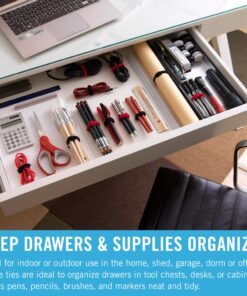 VELCRO Brand ONE-WRAP Cable Ties, 100Pk, 8 x 1/2" Black Cord Organization Straps, Thin Pre-Cut Design, Wire Management for Organizing Home, Office and Data Centers 20 81SHmtaHVvL