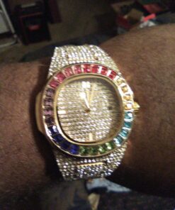 FANMIS Luxury Bling-ed Out Colorful Full Diamond Watches Fashion Quartz Analog Stainless Steel Band Bracelet Wrist Watch Gold 23 81SIYswwo5L