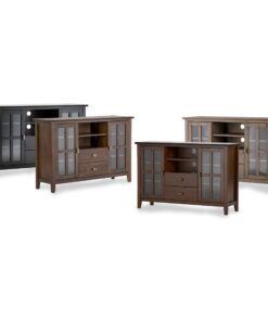 SIMPLIHOME Artisan SOLID WOOD 53 Inch Wide Transitional TV Media Stand in Black for TVs up to 60 Inches, For the Living Room and Entertainment Center Tall TV Media Stand 36 81SIqxp8xL