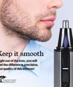 ToiletTree Products Nose Hair Trimmer with LED Light - Stainless Steel, Heavy-Duty Casing - Ear & Nose Hair Trimmer - Men's Grooming Trimmer for Beard, Eyebrows, and Ears 32 81SJTnETgxL