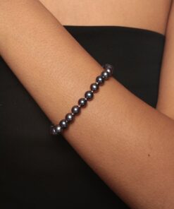 HinsonGayle AAA Handpicked 7.5-8mm Round Freshwater Cultured Pearl Bracelet Sterling Silver 7.5 inch black 12 81SJxO7abIL