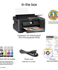 Epson EcoTank ET-2750 Wireless Color All-in-One Cartridge-Free Supertank Printer with Scanner, Copier and Ethernet, Regular EcoTank ET-2750 - Renewed 34 81SL0qMkApL