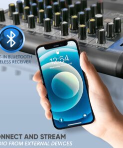 Pyle Professional Audio Mixer Sound Board Console - Desk System Interface with 6 Channel, USB, Bluetooth, Digital MP3 Computer Input, 48V Phantom Power, FX16 Bit DSP- PMXU63BT , Black 23 81SMBpsbP5S