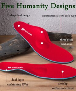 Alternative view of WAKI HOME Orthotics Insoles/Inserts/Pads with Arch Supports for Flat Feet,Plantar Fasciitis,Feet Pain,Pronation,Metatarsal Support for Men and Women Red US Men 8-8 1/2---Women 10-10 1/2 (10.63")(270MM)