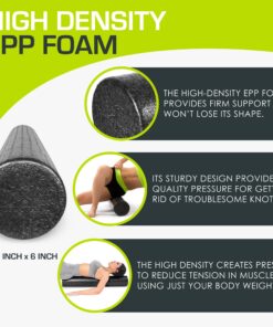 ProsourceFit High Density Foam Rollers 12 - inches long, Firm Full Body Athletic Massage Tool for Back Stretching, Yoga, Pilates, Post Workout Muscle Recuperation, Black 36"H x 6"D 31 81SPmvTIBYL