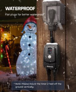 DEWENWILS Light Sensor Timer Waterproof, Plug in Timer Switch, 100 ft Range Remote Control with 2 Grounded Electrical Outlets for Outdoor String Lights, 15A 1/2HP UL Listed 26 81SPvvY9A5L