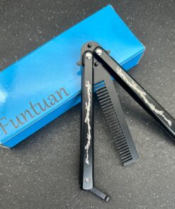 Funtuan Dragon Totem Stainless Steel Practice Butterfly Knife Trainer and Comb Knife Trainer (Black) 32 81SPxMteCL