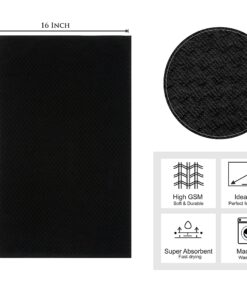 Alternative view of Cotton Craft - 8 Pack - Euro Cafe Waffle Weave Terry Kitchen Towels - 16x28 Inches -Black - 420 GSM quality -Ringspun 2 Ply Cotton - Highly Absorbent Low Lint - Multi Purpose Black