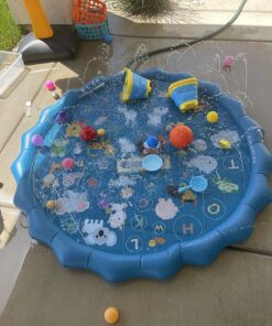 SplashEZ 3-in-1 Splash Pad, Sprinkler for Kids and Baby Pool for Learning – Toddler Sprinkler Pool, 60’’ Outside Water Toys – “from A to Z” Outdoor Play Mat for Babies & Toddlers from A to Z 32 81SRw0w3MEL