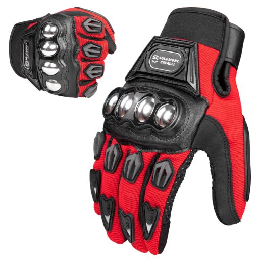 Solomone Cavalli Pro-Biker Motorbike Carbon Fiber Powersports Racing Gloves Large red