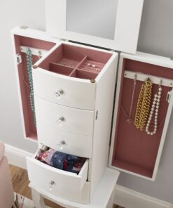 Powell Furniture Jewelry Armoire, White, 13"x 9.375"x 35.5" 27 81SWt3rBlrL