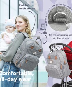 RUVALINO Diaper Bag Backpack, Multifunction Travel Back Pack Maternity Baby Changing Bags, Large Capacity, Waterproof and Stylish, Gray 39 81Sa7tuIeUL
