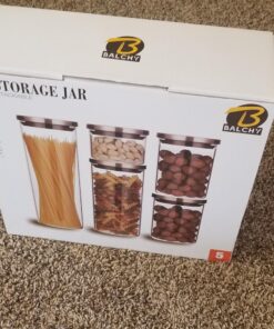 Balchy 5-Piece Canisters Sets with Silicone Seal Borosilicate Glass Jars Vacuum Seal for Tea Coffee Sugar Pop Flour Canister for Kitchen large 41 81SaSskZzvL