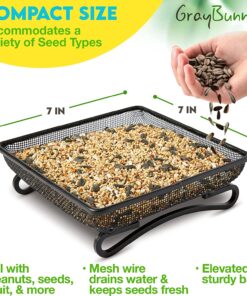 Gray Bunny Ground Bird Feeder Tray, Metal Platform Bird Feeder Dish Size 7 x 7 Inches, Durable Rust Resistant Feeder for Wild Birds, Squirrels, Doves, Cardinals 1 Pack (7x7 inches) 20 81SbqwjAOL