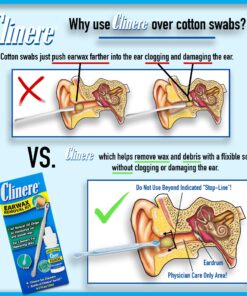 Clinere® Ear Cleaners, 10 Count Earwax Remover Tool Safely and Gently Cleaning Ear Canal at Home, Ear Wax Cleaner Tool, Itch Relief, Ear Wax Buildup, Works Instantly, Exfolimates, Earwax Cleaners. 10 Count (Pack of 1) White 33 81SbrzHcgL