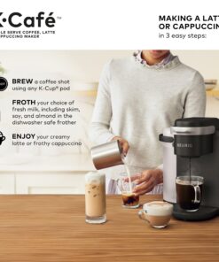 Keurig K-Cafe Single Serve K-Cup Coffee, Latte and Cappuccino Maker, Dark Charcoal 39 81Sc9fl9iCL