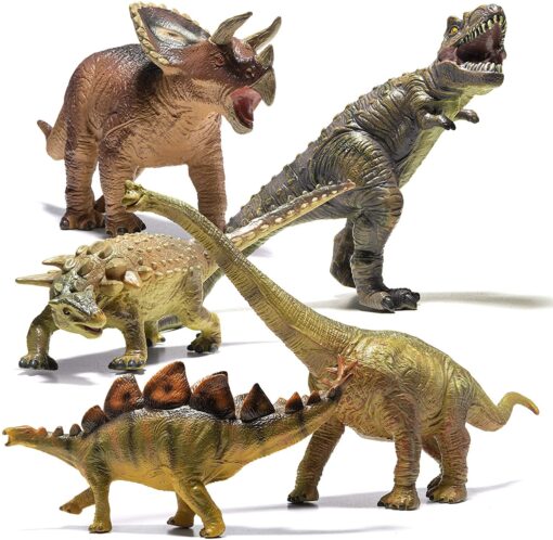 PREXTEX 5 PCS Jumbo Dinosaur Toys Figures Set - Realistic Toy Dinosaurs and Large Dinosaur Toy for Kids and Toddlers Dinosaur Set - Giant Dinosaur Toy 5 Pack - 11-14 Inch Assorted