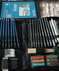 H & B 48 Professional Sketching Pencils and Drawing Kits, Including Sketching Pads, Graphite Pencils, Pencil Sharpener and Eraser, Artist's Art Supplies for Children 48 Piece Set 31 81SfDoc2kdL