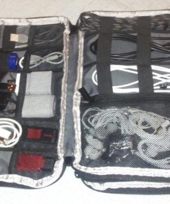 BUBM Double Layer Electronics Organizer, Travel Gadget Bag for Cables, Memory Cards, Flash Hard Drive and More, Fit for iPad or Tablet(up To 9.7")--Large, Dark Blue Large,2-layer 36 81SgqFfn4aL