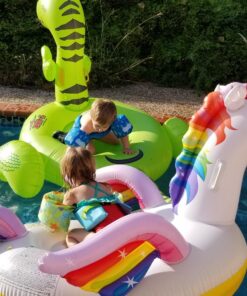 SWIMLINE Original Giant Ride On Inflatable Pool Float Lounge Series | Floaties W/Stable Legs Wings Large Rideable Blow Up Summer Beach Swimming Party Big Raft Tube Decoration Tan Toys for Kids Adults Dinosaur 22 81SjZEOJlTL