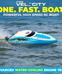 Alternative view of Force1 Velocity Fast RC Boat - Remote Control Boat for Pools and Lakes, Underwater RC Speed Boat, Mini RC Boats for Adults and Kids, 2.4GHZ Remote Controlled Boat with 2 Rechargeable Batteries (Blue) Blue