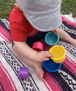 The First Years Stack & Count Stacking Cups - Toddler Toys - Learning and Baby Bath Toys for Kids - 8 Count 9 Piece Set 33 81Sk1Sz0JL