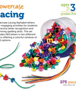 Learning Resources Lowercase Lacing Letters - 275 Pieces, Ages 3+, Toddler Alphabet Learning Toys, Letter Beads for Kids, Homeschool Supplies, Alphabet Beads, Early Spelling,Back to School Supplies Small 14 81SmLd2EAL