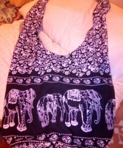 Thai Hippie Bag Hippie Elephant Sling Cross Body Bag Purse Zip Pocket A Zip Inside Pocket Handmade Color Black 33 81Snf7Et9XL