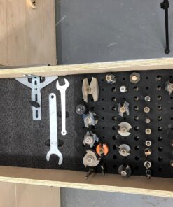 POWERTEC 71046 Router Bit Tray for 110 Bits, 1-5/16” Thick, 50 1/2 inch and 60 1/4 inch Shank Router Bits,Black Router bit tray, 110 Holes 21 81SqAGXWjfL