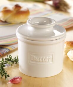 Alternative view of Butter Bell - The Original Butter Bell crock by L Tremain, a Countertop French Ceramic Butter Dish Keeper for Spreadable Butter, Café Retro Collection, Retro White, Glossy Finish BBCCWHT