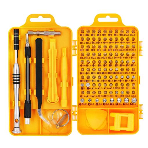 Precision Screwdriver Set Magnetic - Professional 110 in 1 Screw driver Tools Sets, PC Repair Tool Kit for Mobile Phone/Tablet/Computer/Watch/Camera/Eyeglasses/Other Electronic Devices 110 Yellow