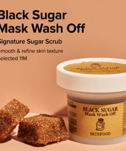 SKIN FOOD Black Sugar Mask Wash Off 4.05 fl. oz.(120g) - Black Sugar Scrub - Sugar Face Scrub to Hydrate and Nourish the Skin - Exfoliating Sugar Scrub - Facial Mask Wash Off Sugar Scrub 3.52 Fl Oz (Pack of 1) 26 81SrumzL3OL