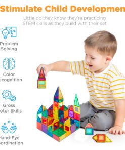 Best Choice Products 110-Piece Kids Colorful Magnetic Tiles Set 3D Construction Magnet Building Blocks Educational STEM Toy with Carrying Case - Multicolor 19 81SsipqtClL