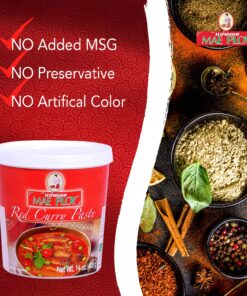 Mae Ploy Red Curry Paste, Authentic Thai Red Curry Paste For Thai Curries And Other Dishes, Aromatic Blend Of Herbs, Spices And Shrimp Paste, No MSG, Preservatives Or Artificial Coloring (14oz Tub) 14 Ounce (Pack of 1) 22 81St1UCFJ9L