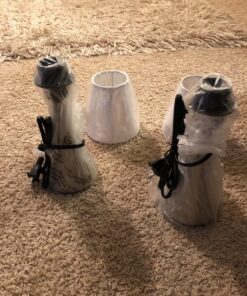 Simple Designs LT2014-WHT-2PK Valencia Brushed Nickel Mini Touch Table Lamps with Fabric Shades, White (Pack of 2) Brushed Nickel Base with White Shades 39 81Su9YOuO9L