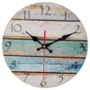 Grazing 12 Inch Wood Wall Clocks Silent Non Ticking Battery Operated,Rustic Decorative Coastal Farmhouse Clock for Bathroom Kitchen Bedroom Living Room Sky Blue 12inch